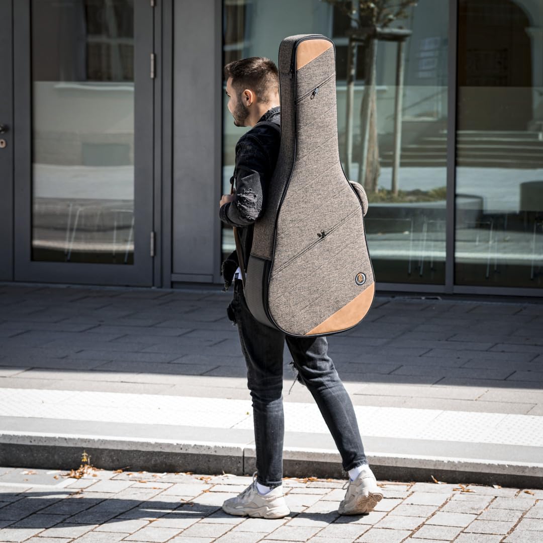 Ortega Guitars Soft Case pour Guitare - Dreadnought - Case pour Guitare Acoustique Gaucher - Hauteur 107 cm - Largeur 42 cm - Coton/Toile, Brun (OSOCADN-CP-L)