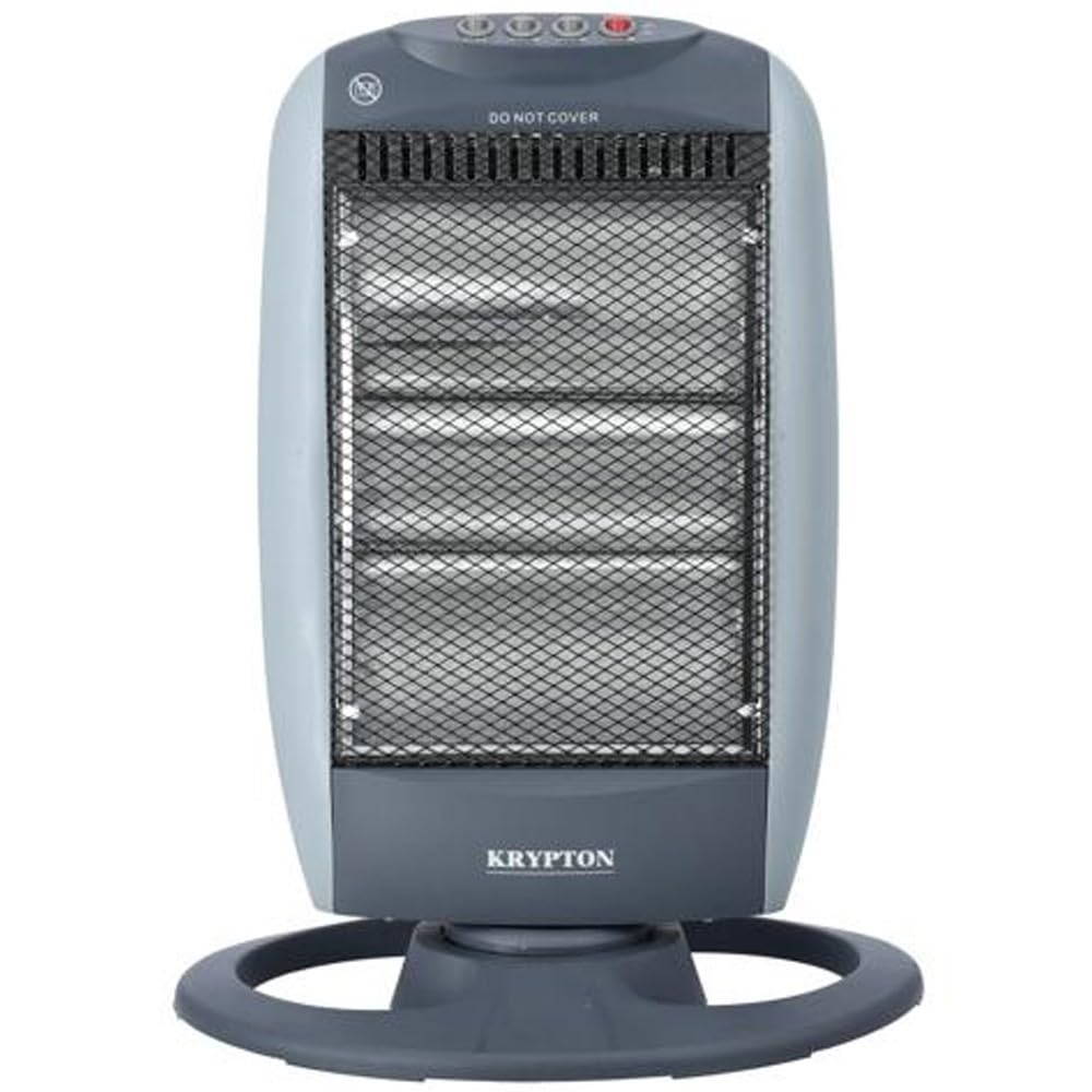 Krypton Halogen Heater 1200 W | High Performance with 3 Heating Power and Safety Tip-Over Switch/Perfect for Home and Office Use, Portable with a Carry Handle/Grey, 2 Years Warranty