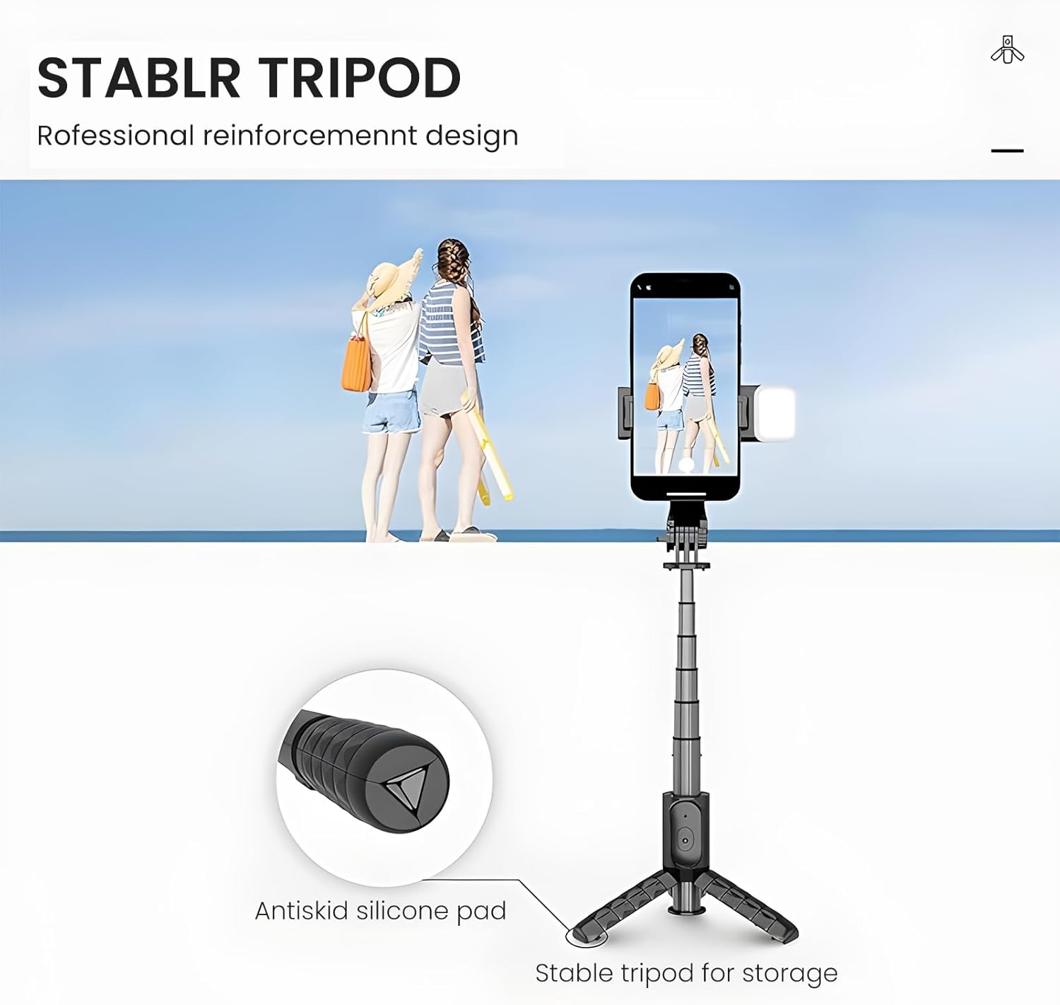 Tripod base with antiskid silicone pad