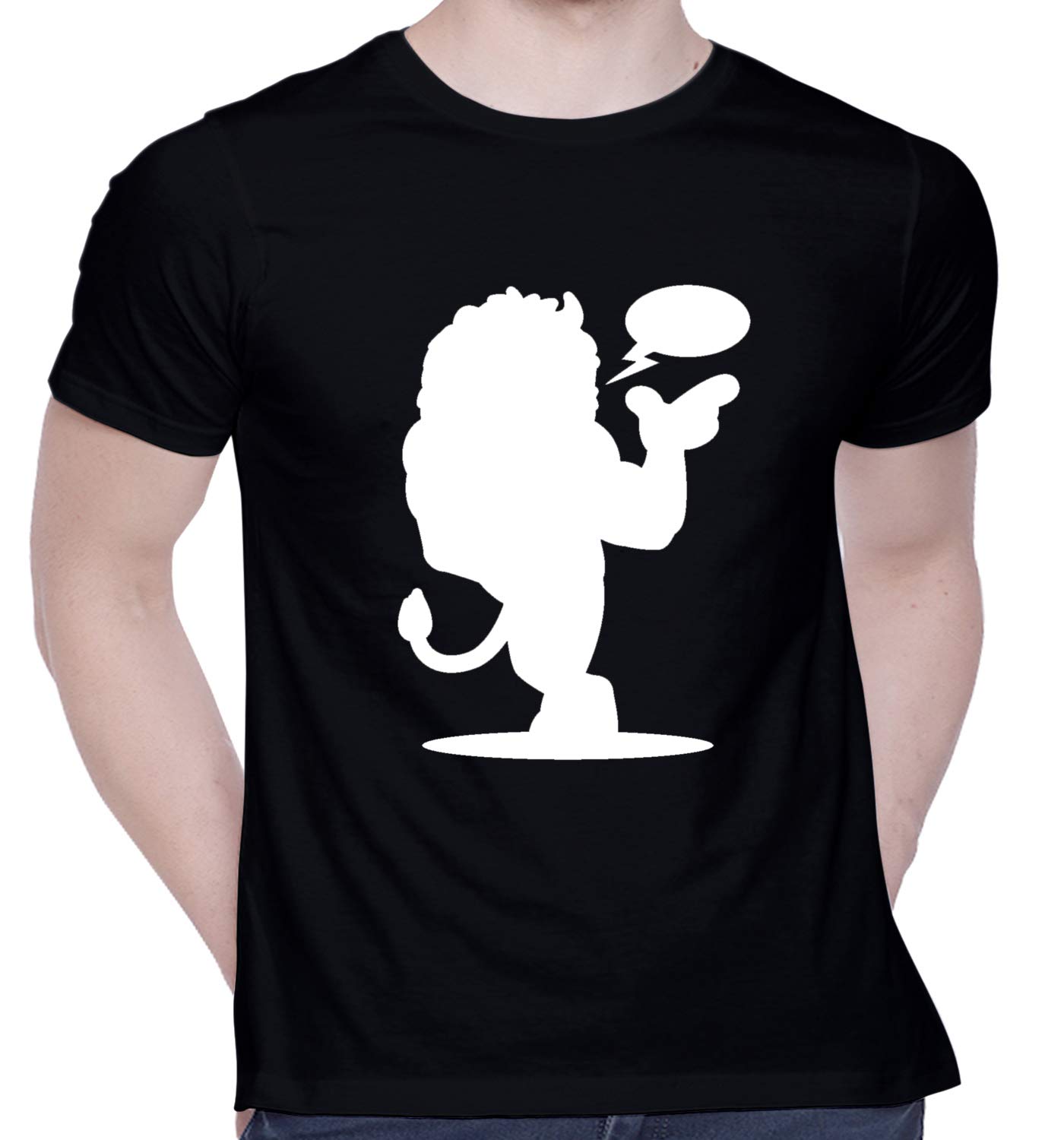 CreativiTGraphic Printed T-Shirt for Unisex Loin Art (White Print) Tshirt | Casual Half Sleeve Round Neck T-Shirt | 100% Cotton | D00439-44