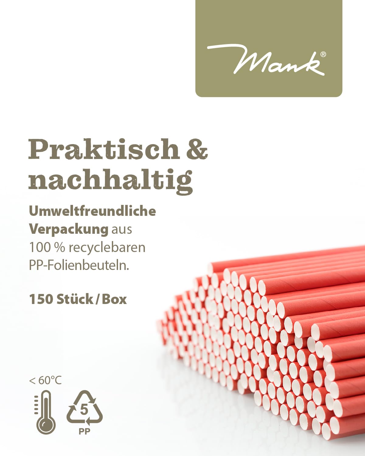 Mank Cannucce Di Carta Ecologiche – Marrone Naturale, 250 Pezzi, Diametro 6 Mm, Lunghezza 20 Cm, Biodegradabili Per Bevande E Fai Da Te - 3