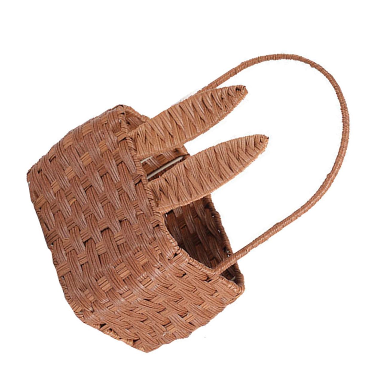 SUPVOX Cestino da Picnic Portatile in Materiale Intrecciato Resistente Manico Ergonomico, Contenitore Portaoggetti e Organizer per Alimenti, per Gite All’aperto e Uso Domestico