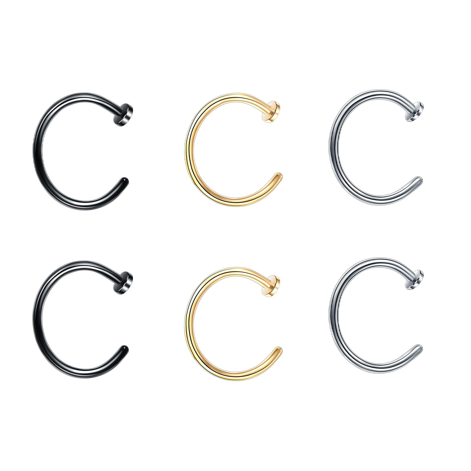 Produktbild von 8 Stück Nasenpiercing Ring,Fake Piercing Ring, Nasenring Fakes, Septum
