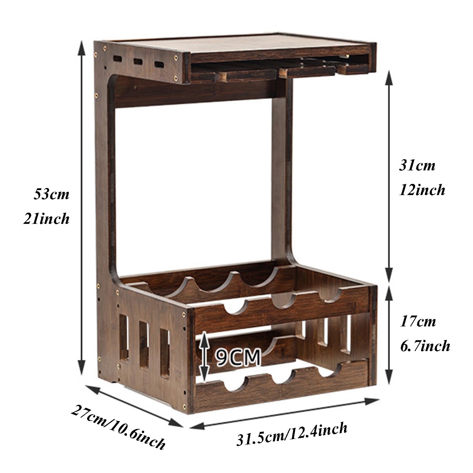 Countertop Wine Rack - 6 Bottle Wine Holder for Wine Storage - Bamboo Wine Stand Holder - Tabletop Wine Racks - Small Glass Holder - Wine Bottle Storage