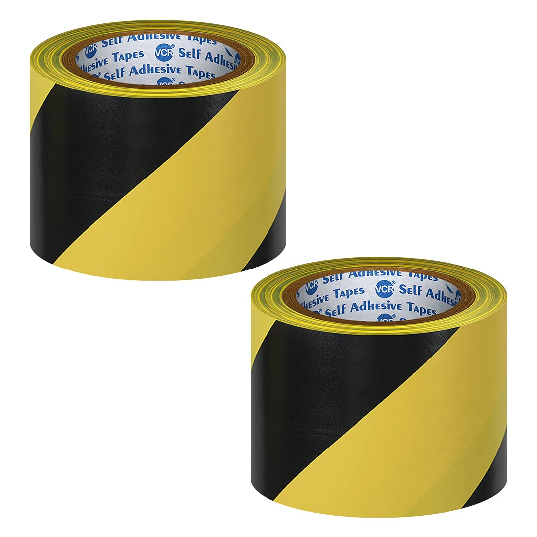 VCR Black & Yellow Floor Marking Tape - 18 Meters in Length 72mm / 03" Width - 2 Rolls Per Pack - Waterproof Social Distancing lane Marking Tape for Safety, Hazard and Caution Warnings (B07RWGXLWZ) Amazon Price History, Amazon Price Tracker