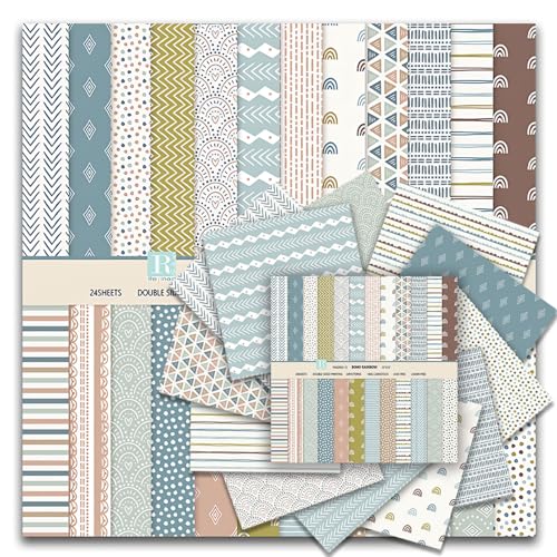 Papier de scrapbooking bohème double face pour loisirs créatifs et origami