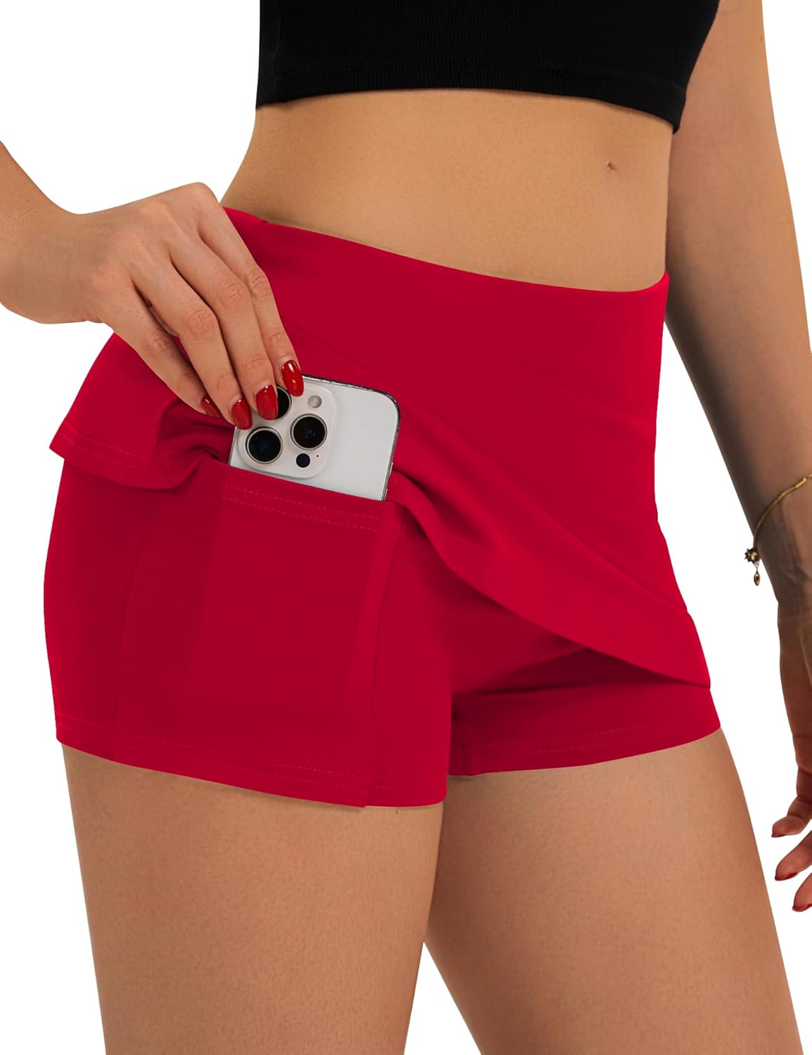 LOMON Women's Low Waist Casual Micro Mini Skirt with Built-in Shorts with Pockets Stretchy Skorts Summer Outfits 2026 - Image 3