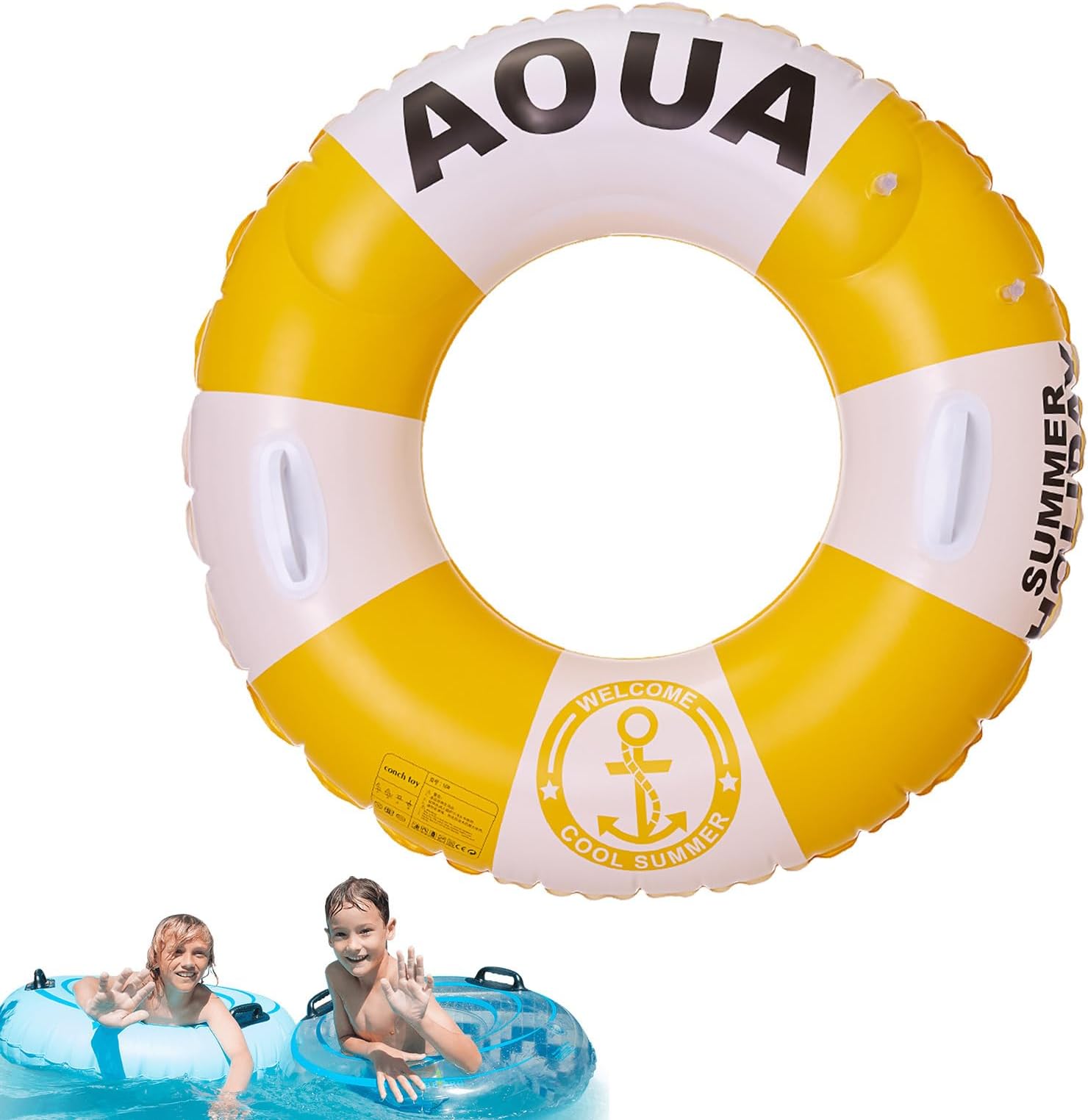 Inflatable Pool Ring, Swimming Rings for,Swimming Pool Float Rings with Handle Swimming Rings | Thick British Style Design Tubes, Rescue Ring