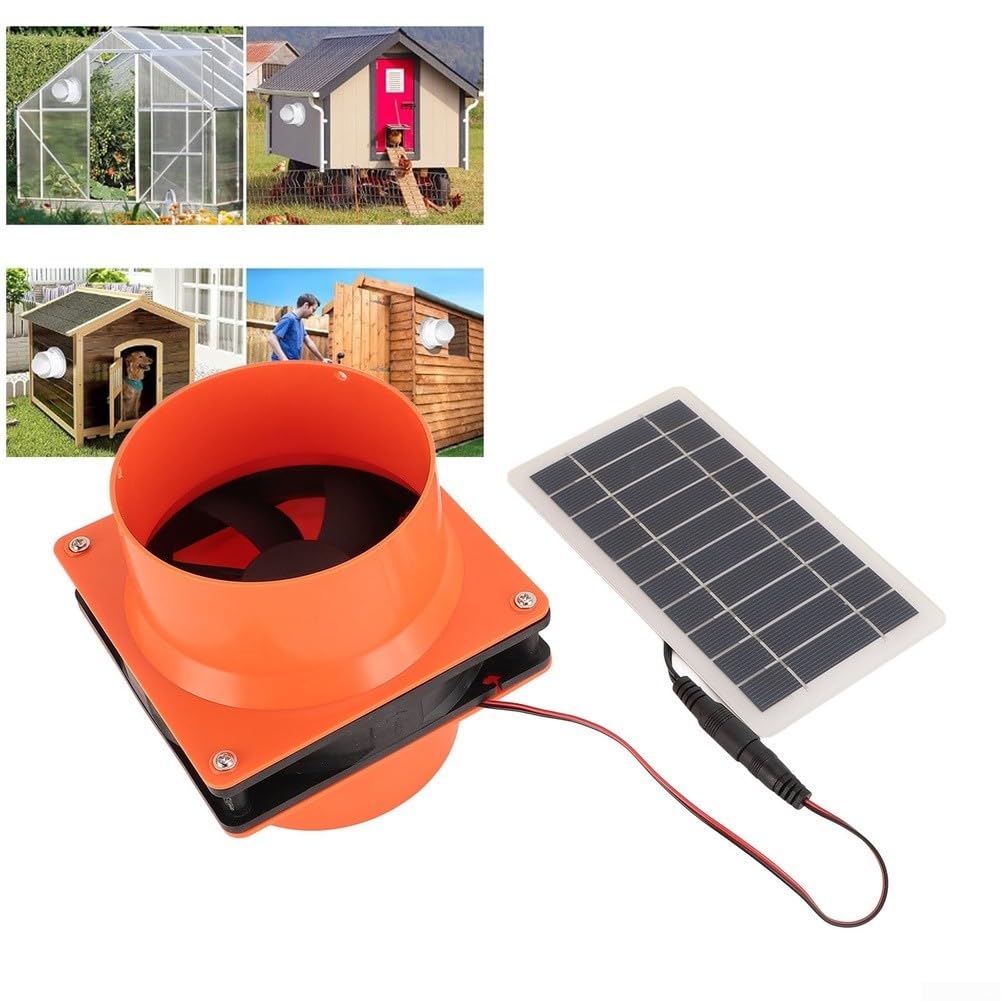10 W 12 V Solar-Abluftventilator-Set mit ABS-Solarpanel für runde Luftkanäle in Dachböden, Gewächshäusern, Wohnmobilen, Booten