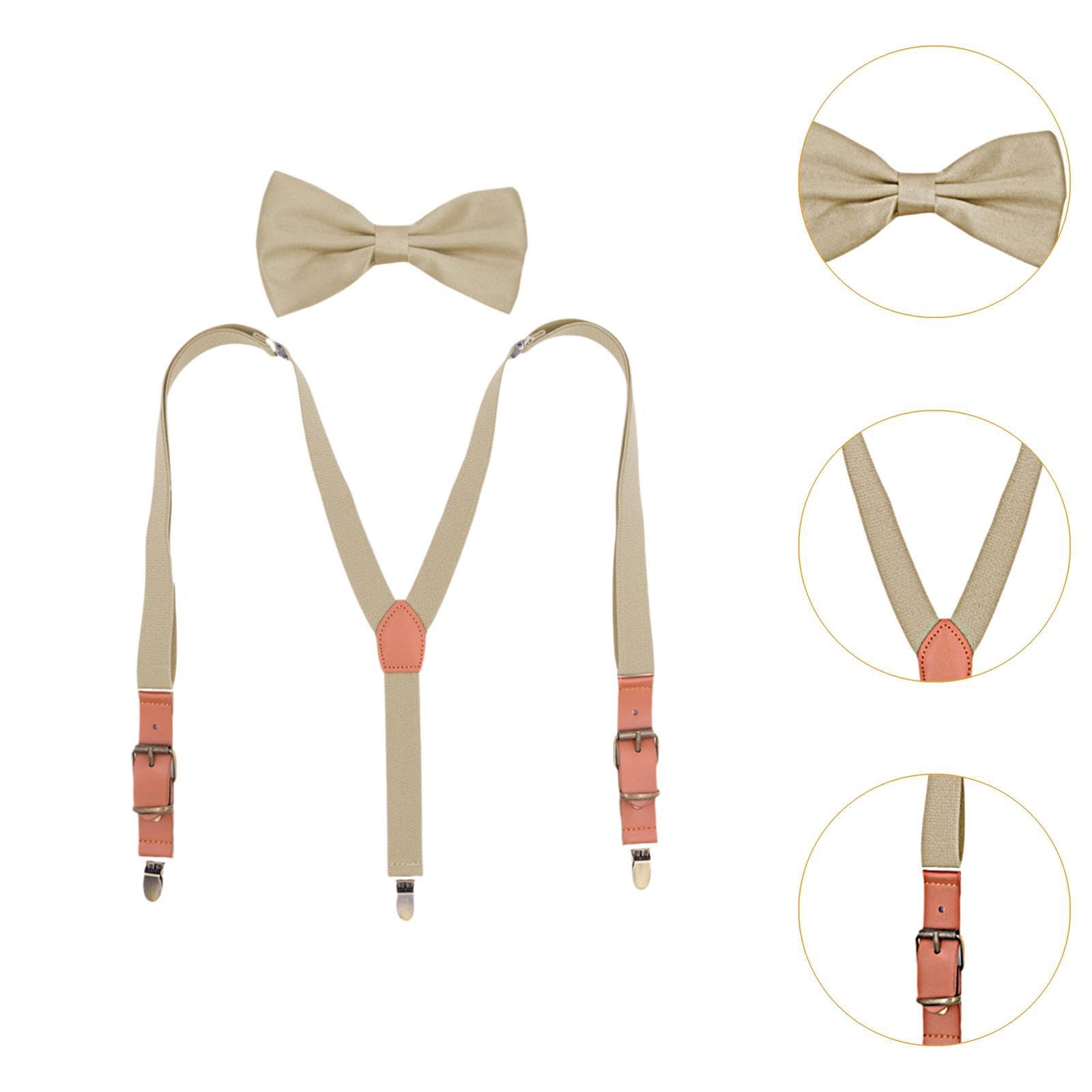 Deevoka Kids Suspenders Trouser Pants Braces for Party Wedding Groomsmen Formal Costume, Khaki, 2.5cm