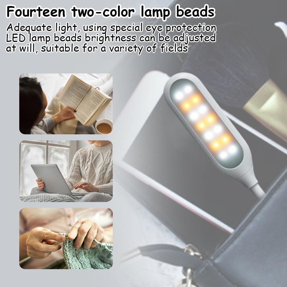 Jemora Luz de partitura Musical Lámpara de Escritorio LED con Abrazadera Luz de Atril Profesional Temperatura de Doble Color 3 Fuentes de luz Protección para los Ojos Batería Recargable USB de Gran