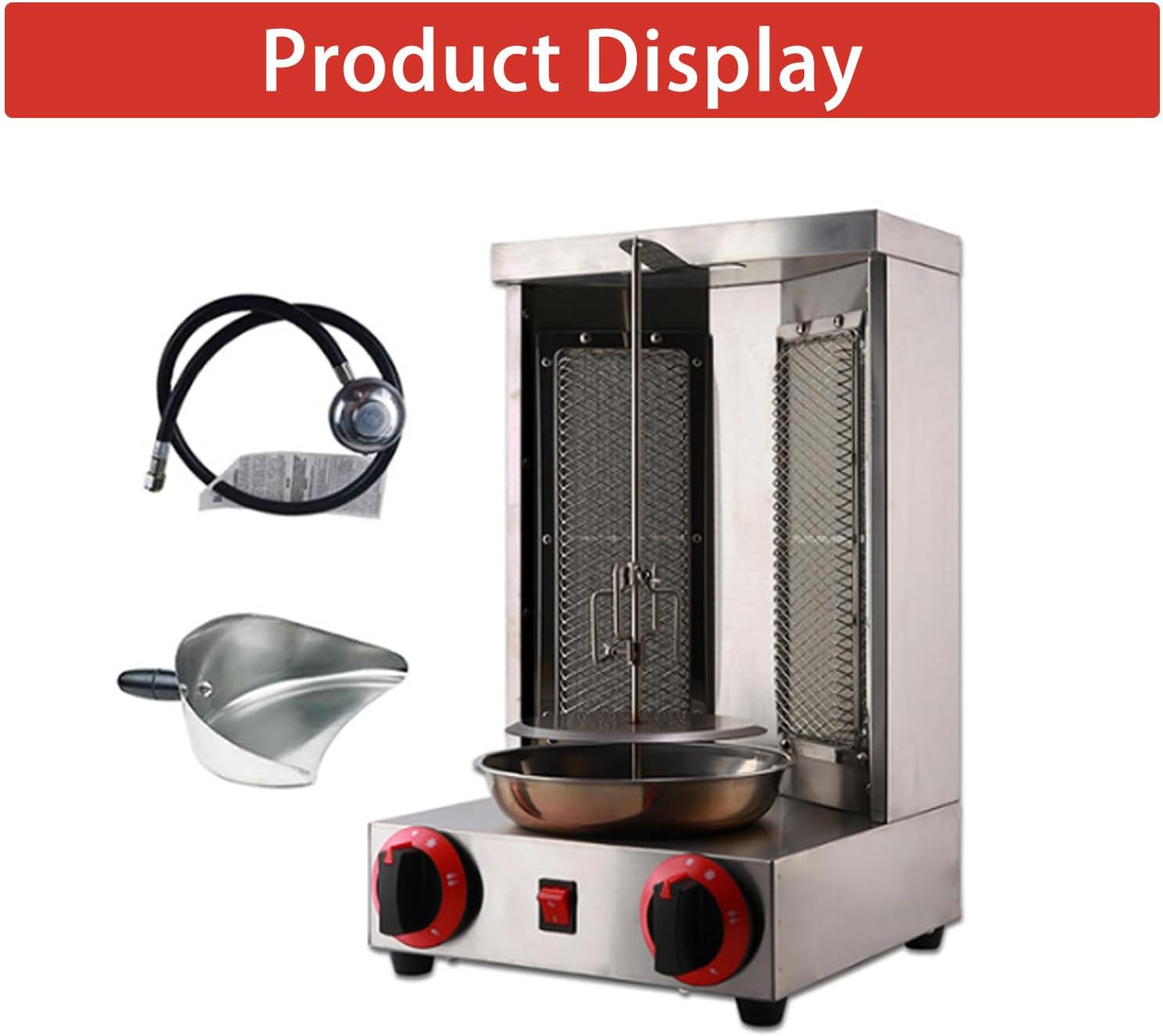 Grill Machine,Gas Gyro Broilers Rotating Home Vertical Rotisserie,360° Rotating,Stainless Steel Grill Machine,Adjustable Temperature,for Restaurant Home Kitchen Use,with Shovel