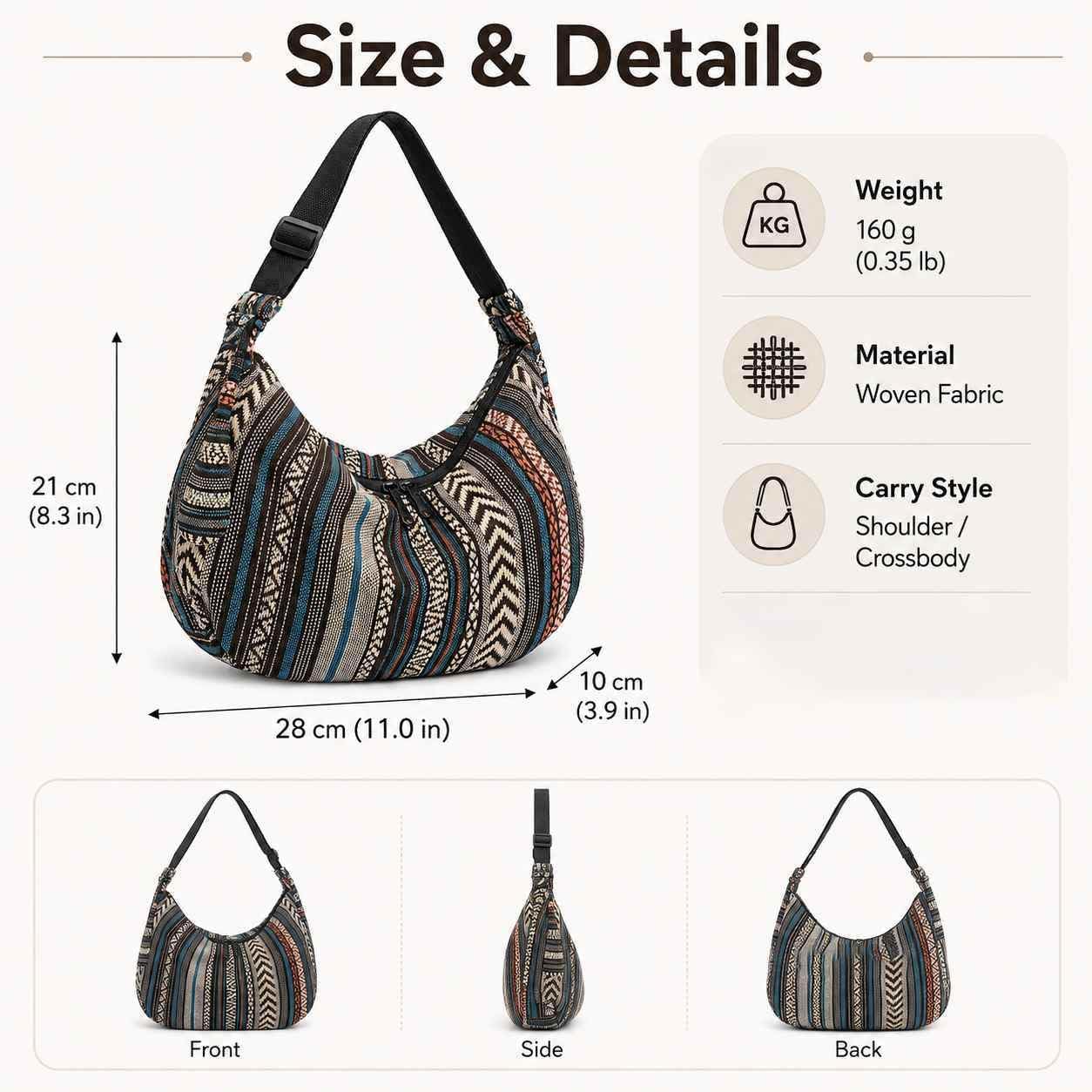 hippie cloth purses for women, cute Small hobo boho purses crescent crossbody bags, vintage aesthetic bags