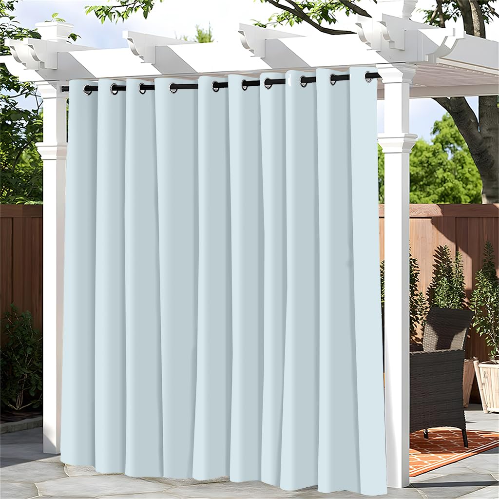 Hixingo Outdoor Curtains Waterproof Gazebo Curtains 1 Panel for Outside Pergola Porch Pool, Sun Protection, Extra Long, Grommet Top, Solid Color