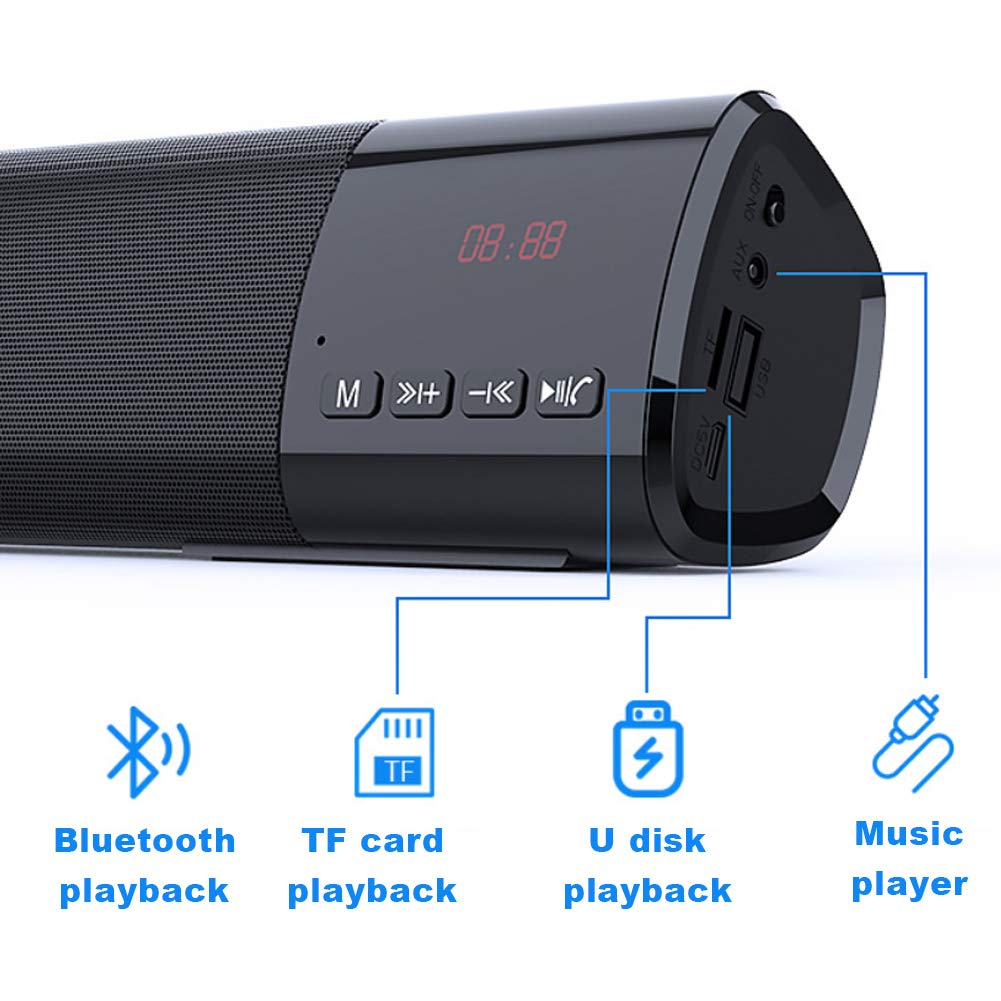 LXLTLB Mini Barra Sonido Altavoz Exterior Sonido Envolvente Estéreo 3D el Cuerpo Pequeño No Ocupa Espacio en el Escritorio Bluetooth 5.0, Conexión Automática, Distancia de Conexión de 10 Metros,Rojo