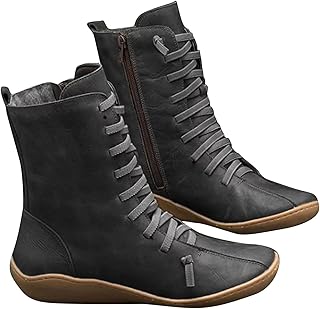 black leather calf length boots