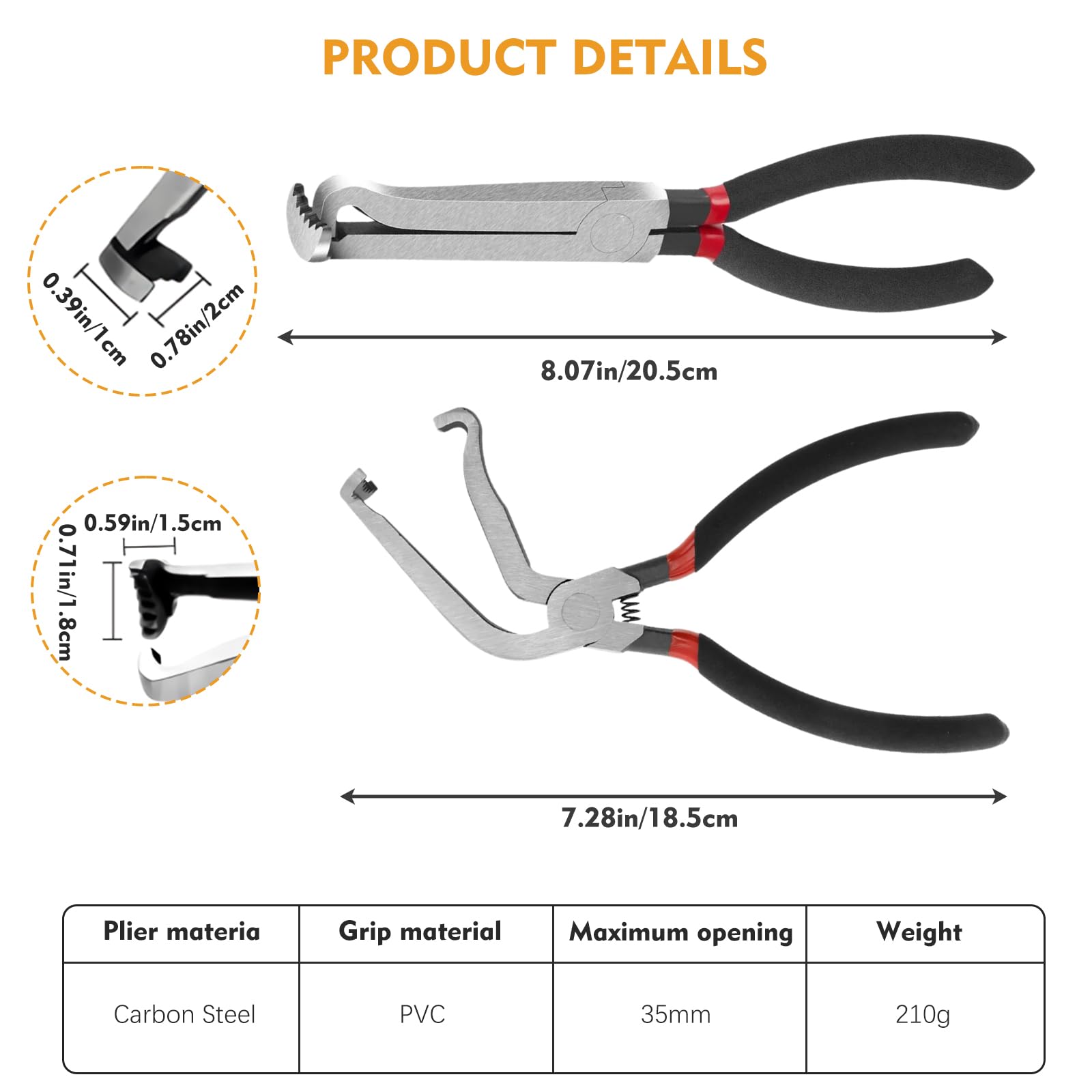2PCS Electrical Disconnect Pliers Set, Electrical Connector Pliers, Automotive Tools Electrical Connector Plier, ElectricalDisconnect Plier for Cars (1*Straight&1 * 60°Bend)