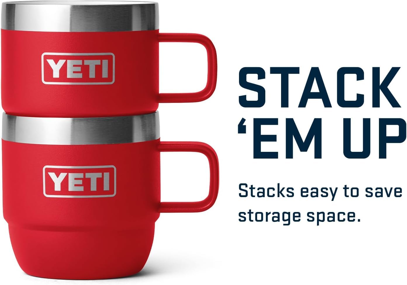 YETI Rambler Espresso Mug, Vacuum Insulated Stainless Steel Stackable Mug, Rescue Red, 2 Pack 6 oz (177 ml) - Image 3