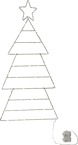 Silhouette LED « Folde » - Sapin de Noël - Argenté - Environ 46 x 90 cm - 84 LED