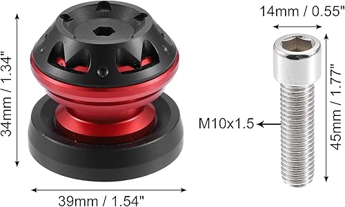 Vista 10 de X AUTOHAUX 2 carretes deslizantes de aleación de aluminio negro M10x1.5 de 0.394 in