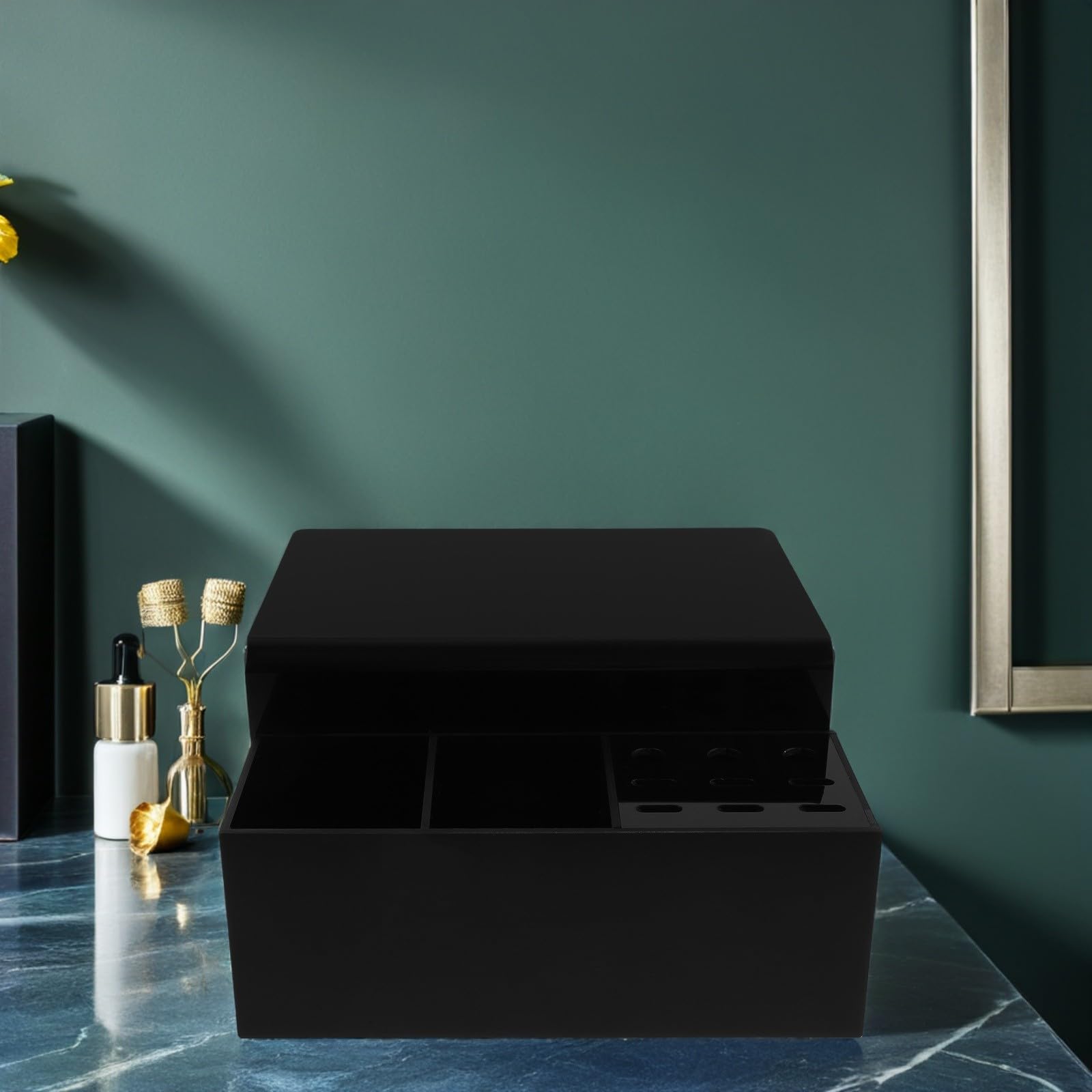 PACKOVE Organizador para Pestañas con Almohadilla Ergonómica Desmontable Soporte para Extensiones de Pestañas Herramienta Profesional para Salones y Doméstico Diseño Negro Fácil de Limpiar