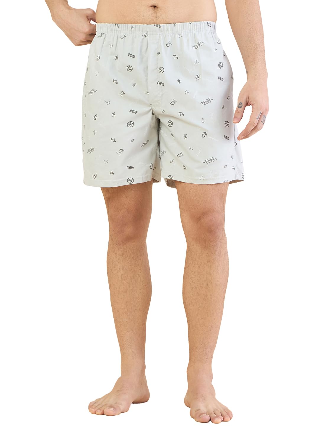 bearbrother Men Regular Fit Grey Printed Boxer-picture-12