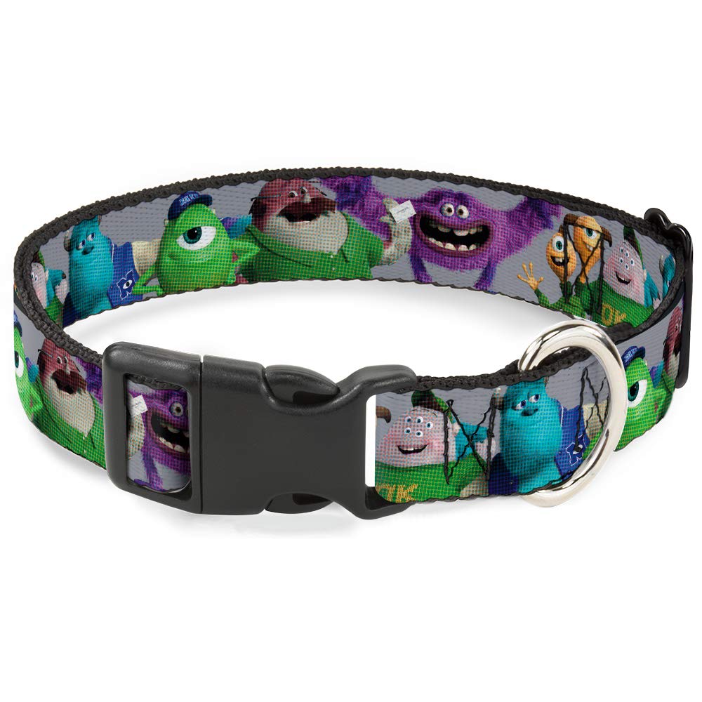Collar gris de plástico Monsters University Buckle Down para perros medianos
