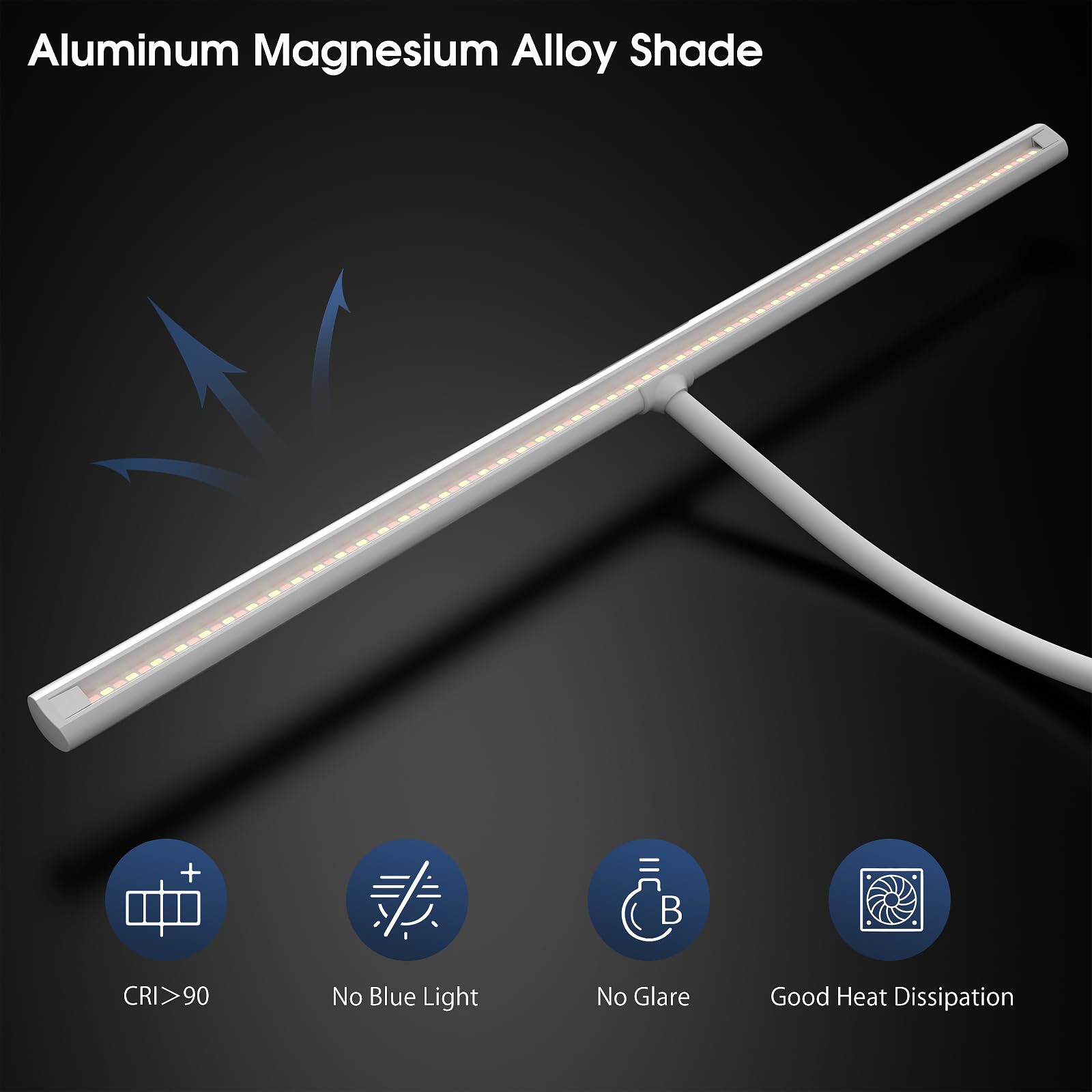 EYOCEAN Lámpara de escritorio LED con mando a distancia y control de gestos, 24W 80CM Lámpara de monitor de luz diurna regulable con 5 temperaturas de color y niveles de brillo