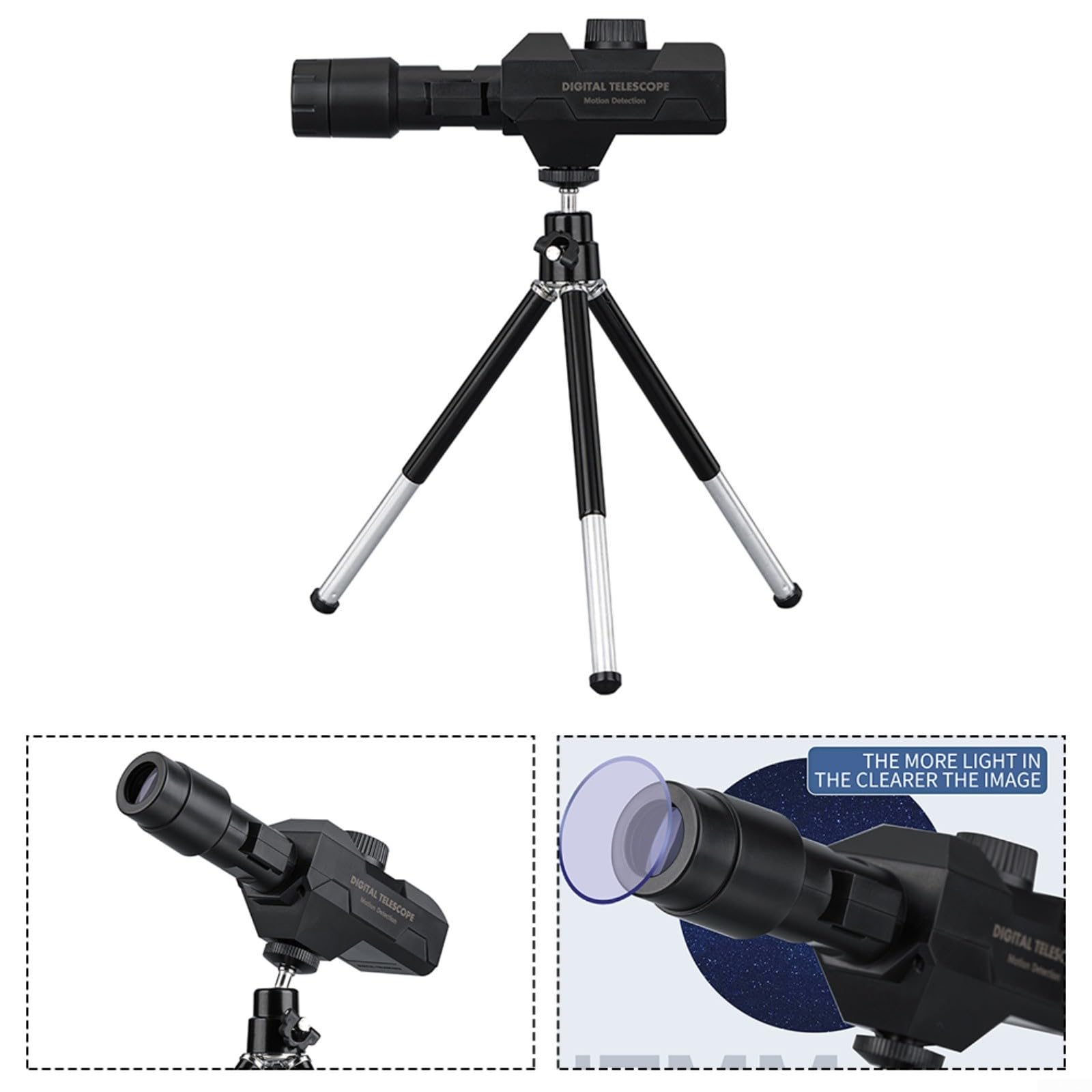 Telescopio monocular digital, zoom 70X, cámara HD 2MP con trípode, batería de 2000 m/Ah, conectividad WiFi para conciertos de observación de aves silvestres