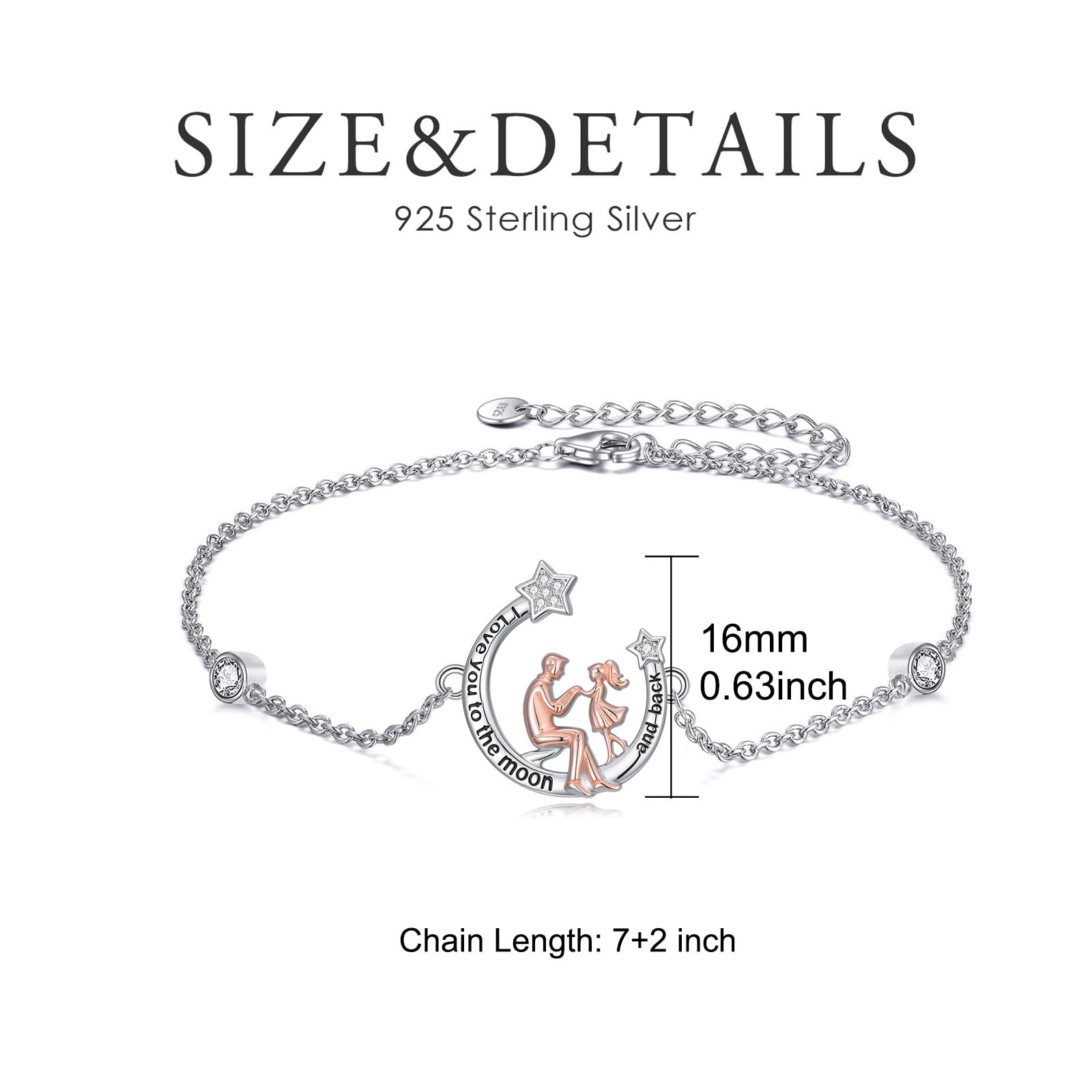 Tochter Charm/Armband vom Vater 925 Sterling Silber Vater Tochter Anhänger Schmuck Weihnachten Geburtstag Geschenke für Daughter