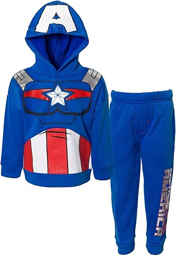 Marvel Avengers Spider-Man Black Panther Capitán América - Conjunto de sudadera con capucha y pantalones de vellón para niños pequeños a grandes