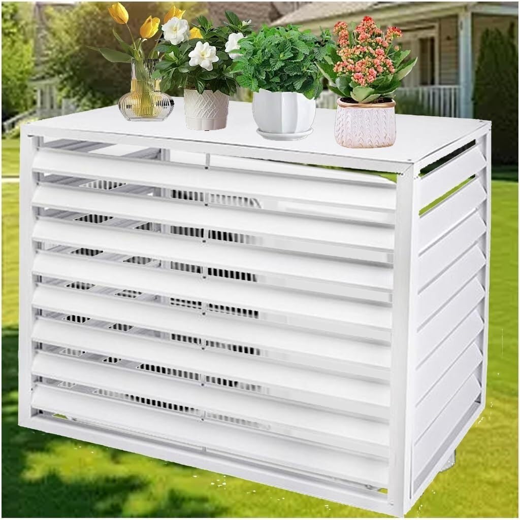 Housse de climatiseur en aluminium blanc 110cm à 4 faces pour boîtier extérieur