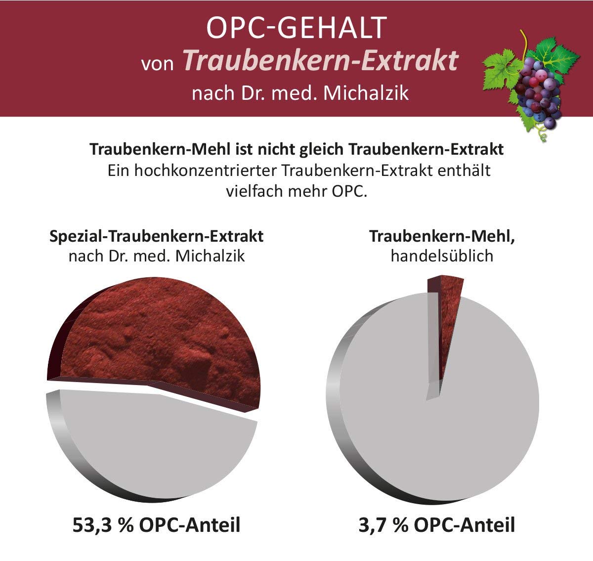 OPC aus deutschen Premium Trauben nach Dr. med. Michalzik,100% Premium Traubenkernextrakt aus ökologischem Anbau, enthält ProCyanidin B1,B2,C1 je Kapsel - ohne Zusatzstoffe von BIOTIKON®
