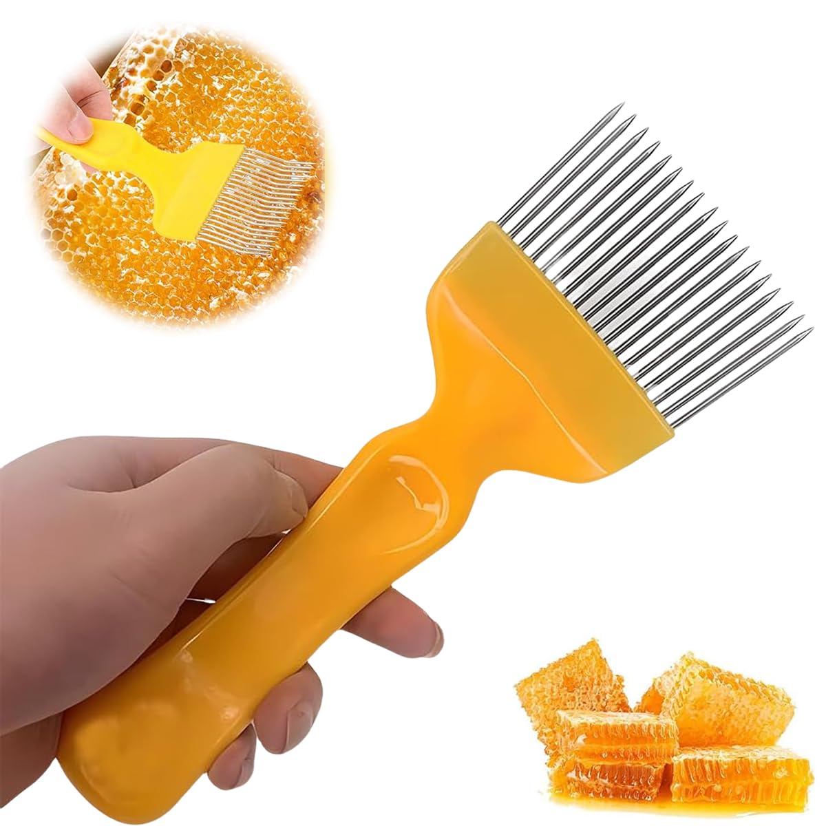 Edelstahl Entdeckelungsgabel Mit 17 Zinken – Bienen Honig Gabel Für Imker, Ergonomischer Griff, Auch Für Tiefe Wabenbereiche, Robustes Imkerzubehör Für Anfänger & Profis