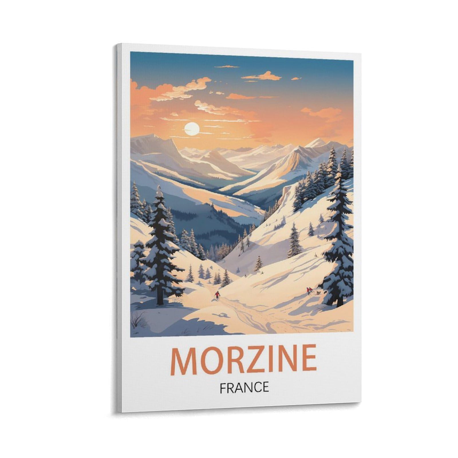 Lolwnni Frame-Style Morzine France Vintage Travel Posters 12X18inch(30X45cm) Canvas Wall Art Print Picture Paintings For Living Room Bedroom Decor