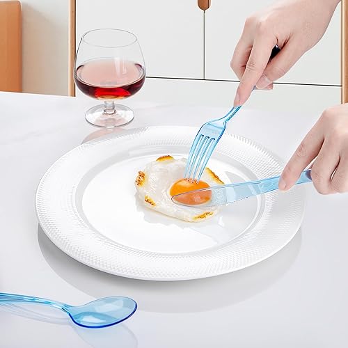 Vista 34 de WDF Cubiertos de plástico negro de 180 piezas, el juego de cubiertos de plástico incluye 60 tenedores, 60 cuchillos, 60 cucharas, cubiertos Negro