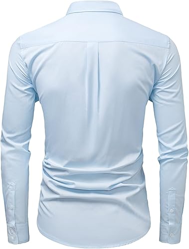 Vista 2 de JMIERR Mens Casual Button Down Dress Shirts Pinpoint Stripe Long Sleeve Fall Shirt