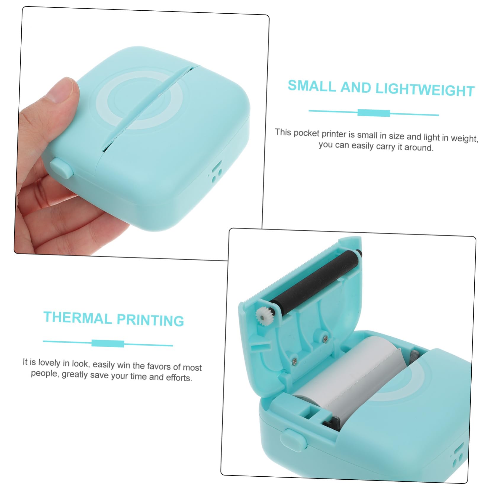 STOBOK Stampante Portatile Mini Stampante Termica Per Ricevute Adesivi Foto Leggera E Compatta Per Lufficio Domestico