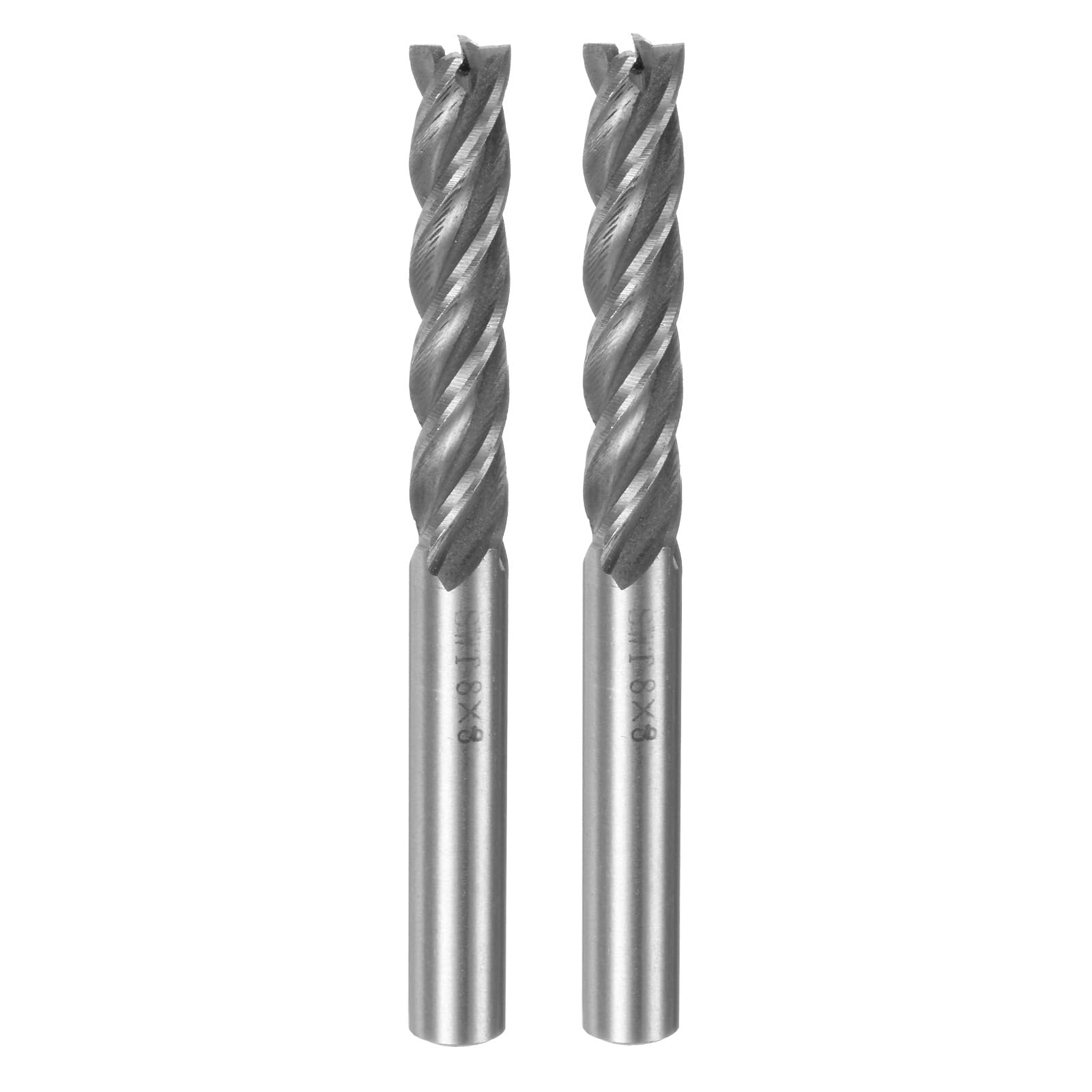 QUARKZMAN 2 szt. 8 mm x 8 mm 42 mm Głębokość cięcia spiralnego rowka 4 rowki HSS-AL spiralne końcówki młyna frez