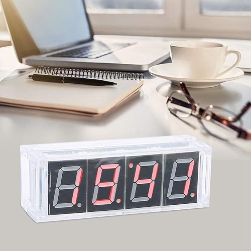 Miniatura 5 de Kit de reloj digital LED de 4 dígitos, reloj electrónico LED con visualización de horatemperaturafecha, control de luz, reloj digital simple para