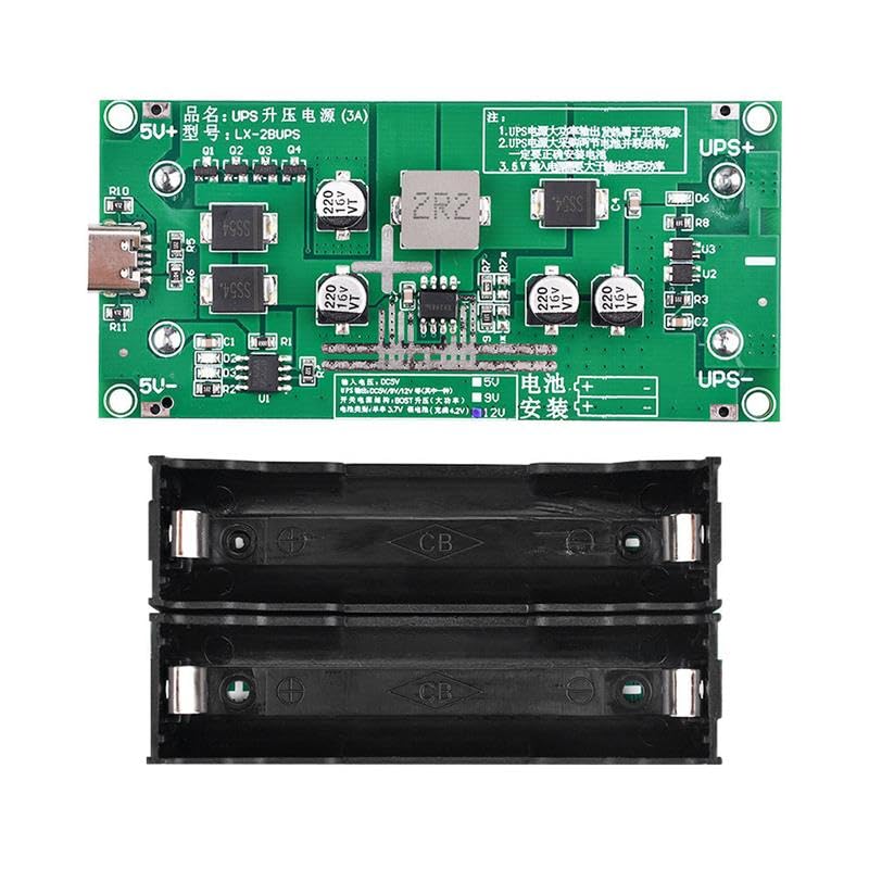 Image of 18650 Lithium Battery Charger Module with Type-C Input | 5V to 12V DC-DC Step-Up Booster Converter with 20W Peak Output, 3A Fast Charging and UPS Backup Function Ideal for DIY Power Projects