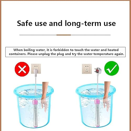 Miniatura 8 de Calentador de agua de inmersión de 2000 W, calentador de cubo instantáneo eléctrico portátil con cubierta protectora de acero inoxidable 304,