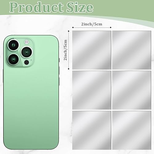 Miniatura 9 de ROADPLUM 30 piezas de azulejos de espejo acrílicos autoadhesivos, 3 pulgadas, cuadrados de alta definición, pequeños azulejos de espejo para