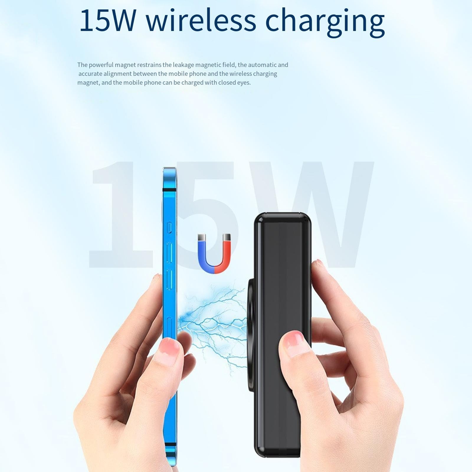 Dwukierunkowy Powerbank o dużej pojemności 20000 mAh z szybkim ładowaniem Magnetyczny powerbank podróżny PD20W,White