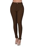 High Waisted-Rise Colored Stretch Skinny Destroyed Ripped Distressed Jeans for Women Olive Mustard RED