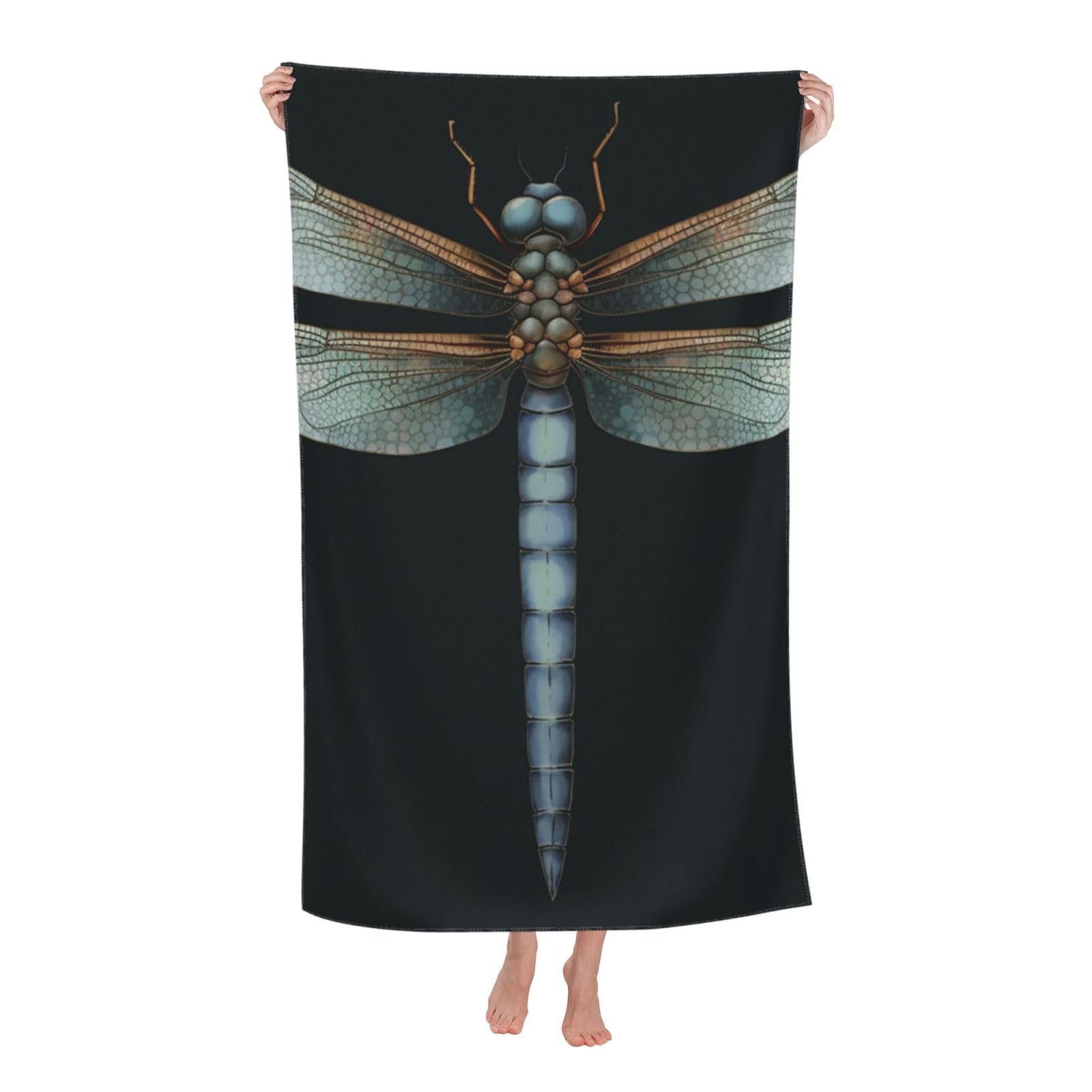 FodPand Dragonfly Beach Towel Oversized 52 x 32 in Sand Free Pool Swim Towels for Adult Travel Blanket Lightweight Quick Dry Absorbent Bath Towels Cruise Vacation Accessories