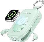 RORRY CharmGo Chargeur portable, 20000mAh 30W PD Chargeur Portable Power Bank Chargement rapide avec 2 Câbles intégrés, Pack batterie Travel Essentials avec porte-clés pour iPhone,Montre Apple, Pink