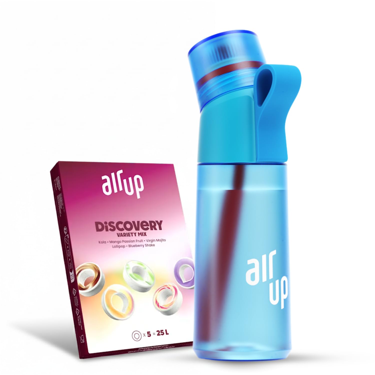 AIR UP water bottle Twist Pro original starter set in Blue with pods in 5 flavours I 600ml drinking bottle with sugar-free flavouring I dishwasher-safe, BPA-free โ image 1