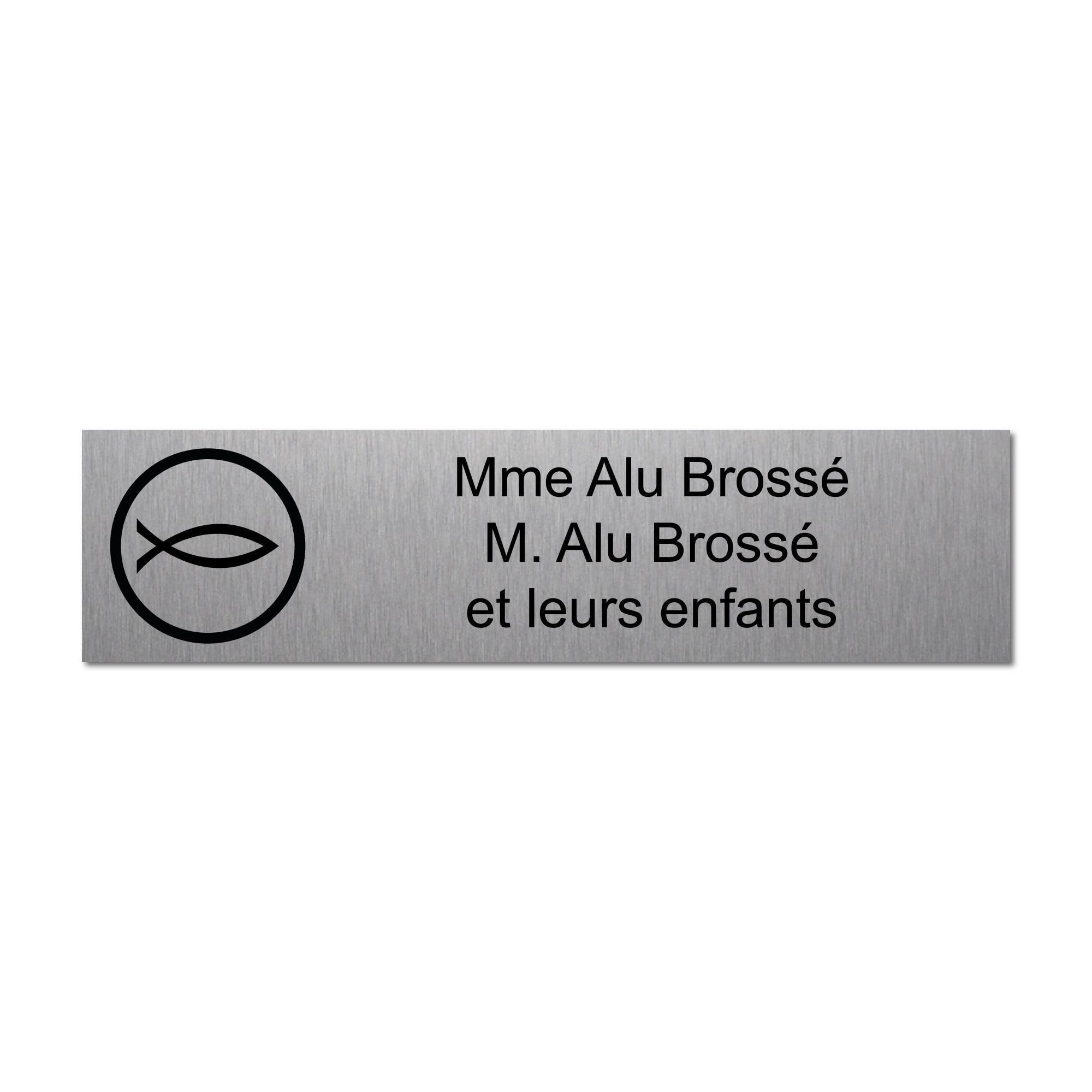 Engraved Name and Number Plate Evangelist Mailbox Self Adhesive 10 x 2.5 cm 1 to 3 Lines Brushed Alu