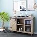 SMARTSTANDARD SDH0050MINIIshape01 5ft Cabinet Barn Door Hardware Kit, Mini Sliding TV Stand Wardrobe-Simple and Easy to Install, Fit 30" Wide DoorPanel Included (I Shape Hangers)